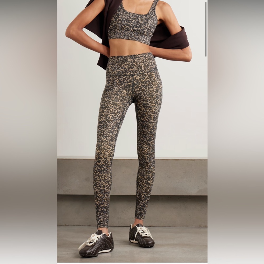 VARLEY LEOPARD High-Waist Leggings - Tan/Black stitch 25”